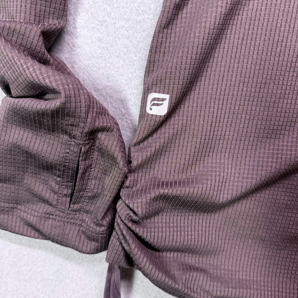 Fabletics Women's Gray Long Sleeve Hoodie Mesh Panel Drawstring Athleisure Top S - Picture 4 of 8